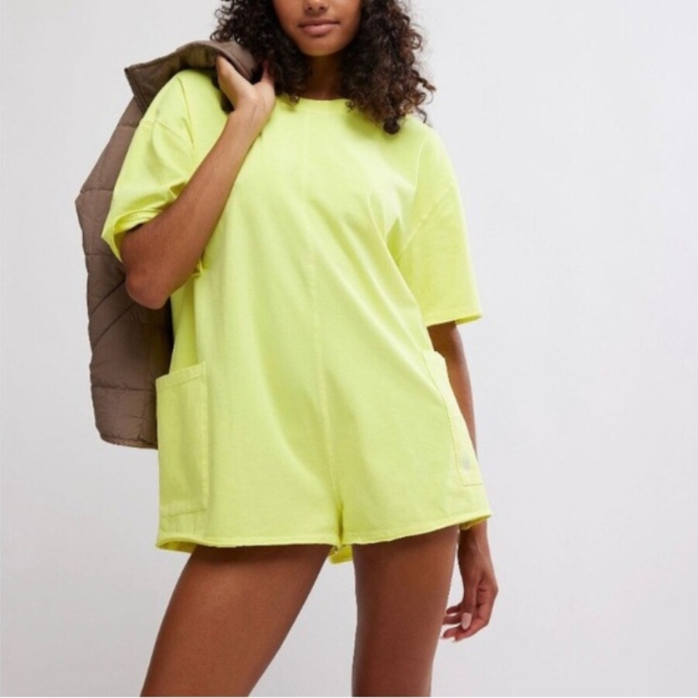 *Final Price* NWT Free People Movement Hot Shot T-Shirt Romper Sour Citrus